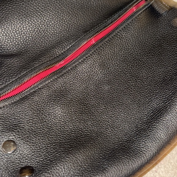 Hammitt Bags VIP Montana Pebbled Leather Fold Crossbody Bag Black Red gunmetal - Picture 10 of 13